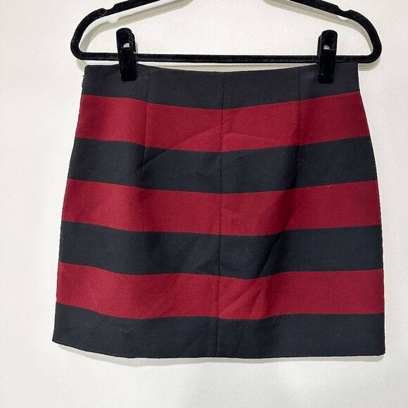 Zara Black and Red Striped Mini Skirt Size Medium - Picture 1 of 10